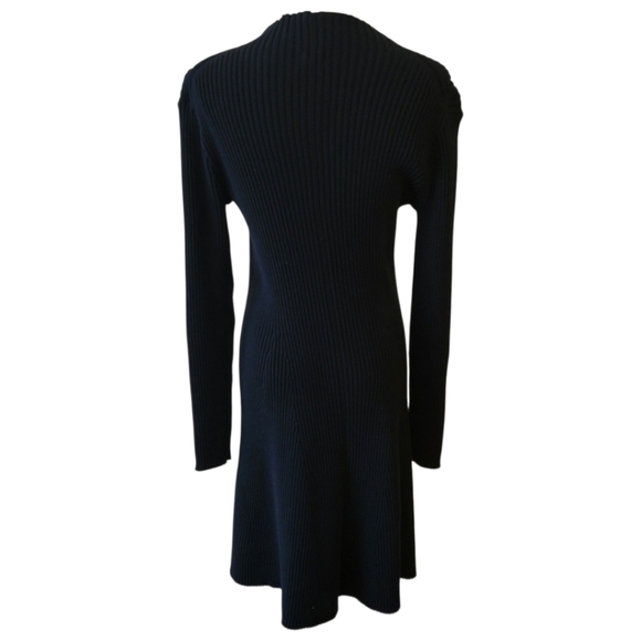 J. Crew Black Ribbed Sweater Knit Dress Size Medium - Picture 5 of 6